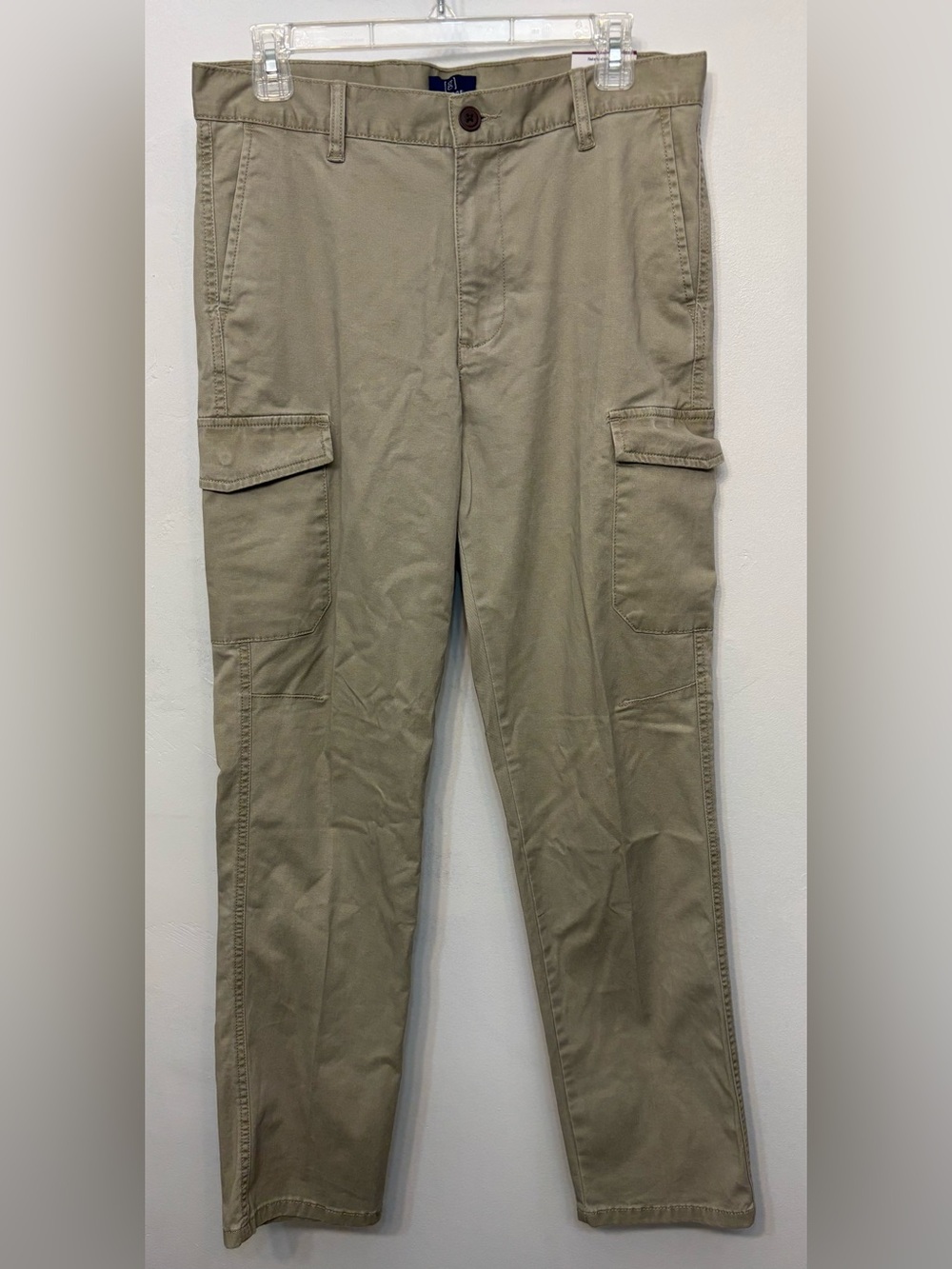 George Stone Wash Khaki Straight Leg Fashion Cargo Pants Mens Size 30 NWT